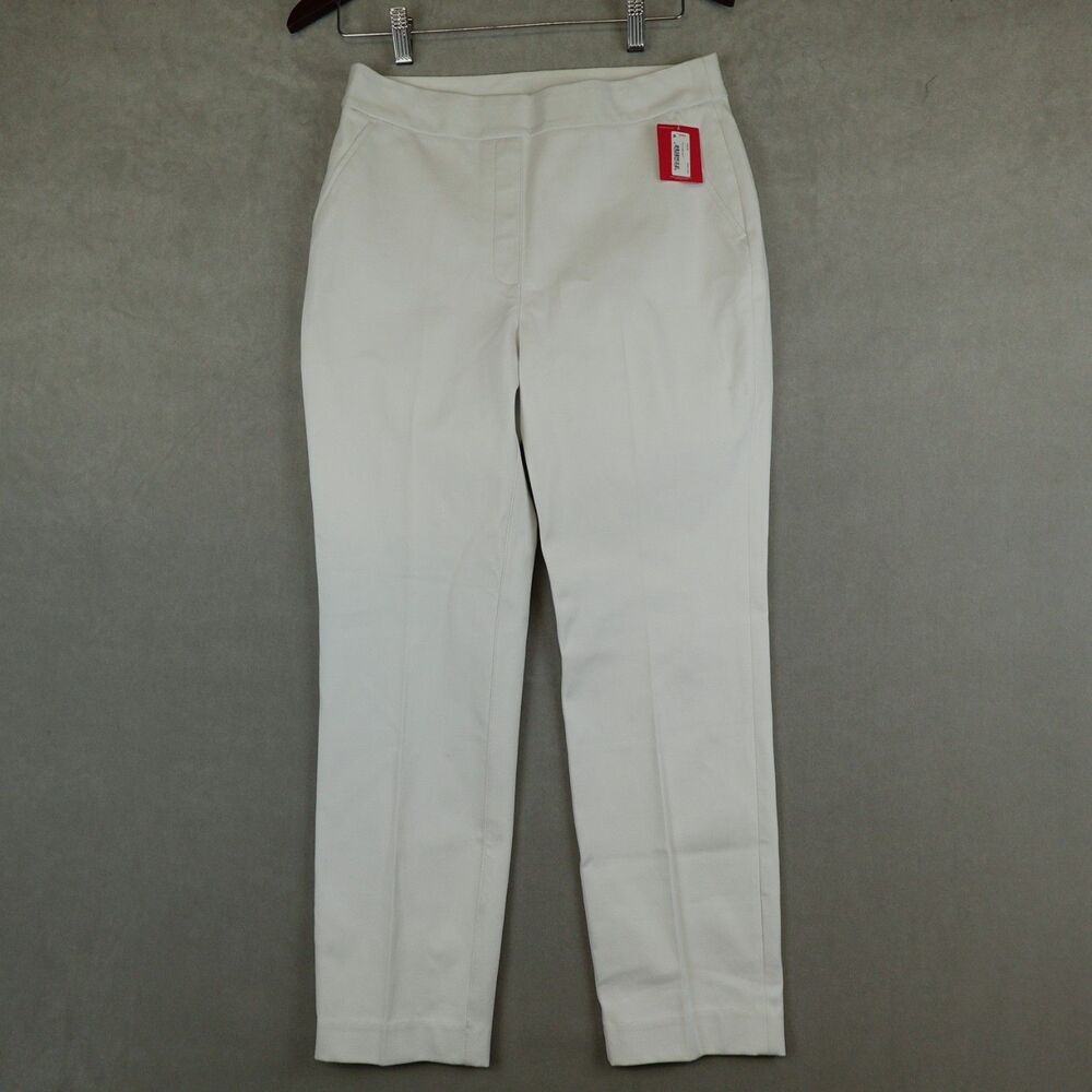 NWT Spanx Pants Slim Straight Size Medium Classic White Pull On Dress Pockets